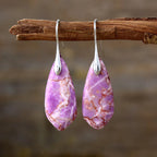 Gemstone Water Drop Earrings Jasper Natural Sea Sediment Earring