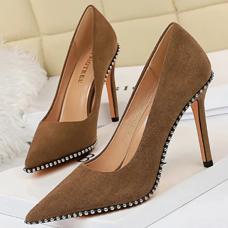 Sexy Party Rivet Woman Pumps - High Heels Stiletto in Pu Leather