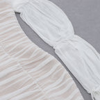 Off Shoulder Long Sleeve Wrinkled Midi Bandage Dress HB7780
