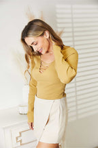 HEYSON All About Details Full Size Ribbed Bodysuit Banana Yellow