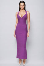 Katrina Purple Bandage Wrap Maxi Dress
