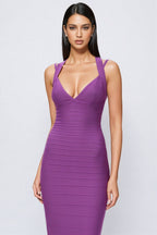 Katrina Purple Bandage Wrap Maxi Dress