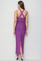 Katrina Purple Bandage Wrap Maxi Dress