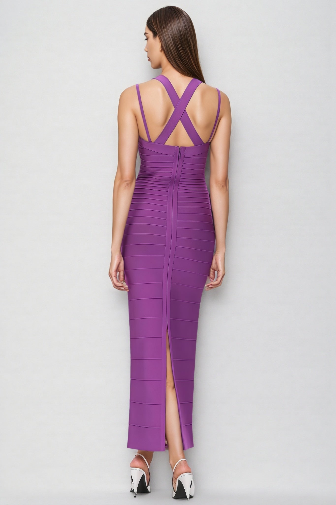 Katrina Purple Bandage Wrap Maxi Dress