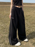 Black Side Striped Oversize Harajuku Korean Loose Wide Leg Pant