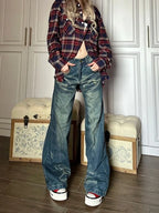 Vintage Trashy Baggy Retro 90s Distressed Wide Denim Harajuku Pant