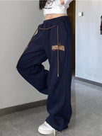Y2K Beige Track Sports Hip Hop Jogging Sweatpants Oversize Harajuku Pant