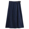 Denim Long Wrap Slit A-Line Style Elegant Holiday Skirt