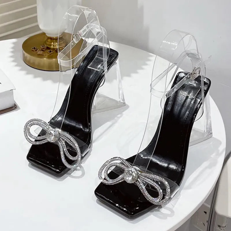 Elegant Rhinestone Bowknot High Heel Sandals for Summer Party