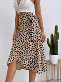 DressBetty - Casual Print Tie Side Wrap Skirt