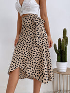 DressBetty - Casual Print Tie Side Wrap Skirt
