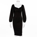 Wrap Bust Puff Sleeve Bodycon Mini Dress