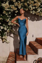 Aurora Elevated Maxi Dress Navy Blue Statement Occasion Edit