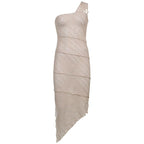 On Vacay One Shoulder Backless Pearl Dress