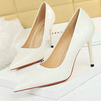 Woven Pattern Patent Leather Woman Pumps High Heels