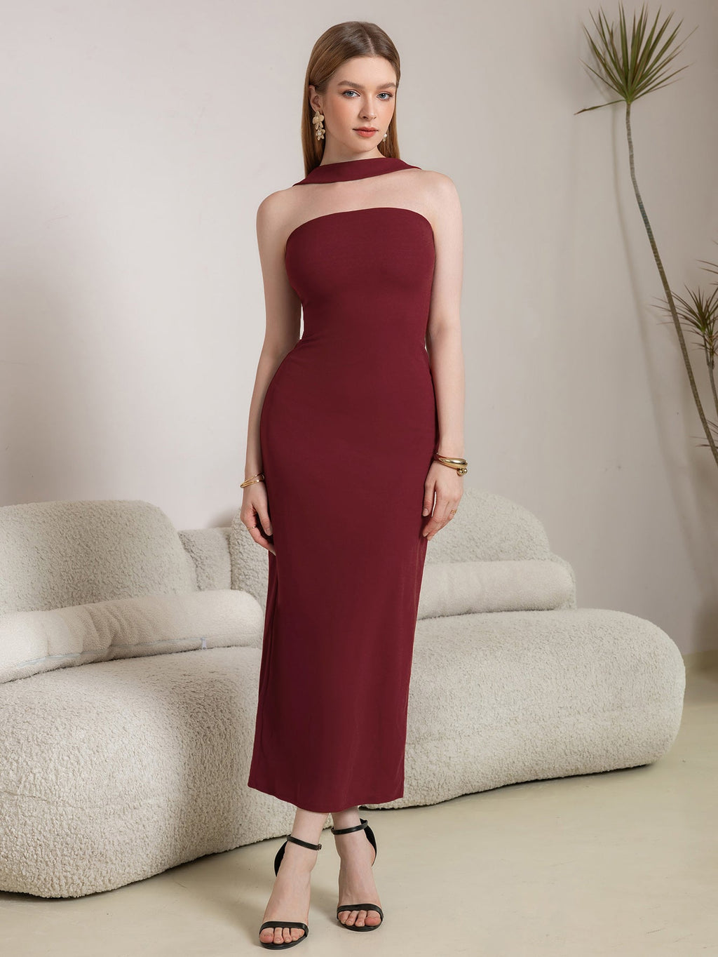 Halter Backless Split Bodycon Long Dress