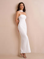 Halter Backless Split Bodycon Long Dress