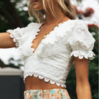 DressBetty - Vintage Tassel Lace Beach Blouse