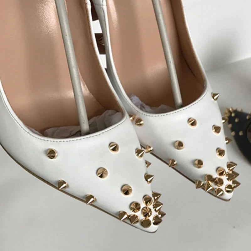 White Matte Spike Pointy Toe High Heel Party Shoes for Women