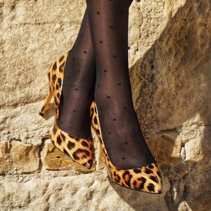 Leopard Pumps Shoes with 2.6 Inch Thin Heels