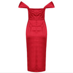 DressBetty - Runway Fashion Sexy Off-Shoulder Split Red Corset Dress
