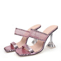 Elegant Square Toe Spike Heels Pumps Mesh Slippers for Summer Women
