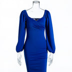 Wrap Bust Puff Sleeve Bodycon Mini Dress