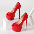 Red Platform Sandals High Heels for Women