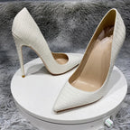 Crocodile Effect Embossed Pattern Pointy Toe High Heel Shoes for Women