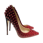Black Red Women Sexy Spikes Pointy Toe High Heel Party Shoes