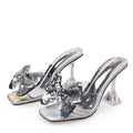 Clear PVC Crystal Heeled Women Slippers
