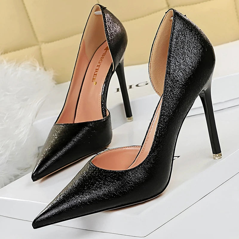 Gold Silver Black Champagne Women Pumps Stiletto Heels Wedding Shoes Sexy