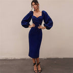 Wrap Bust Puff Sleeve Bodycon Mini Dress