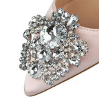 Kitten Heel Rhinestone Pumps for Women's Wedding High Heels