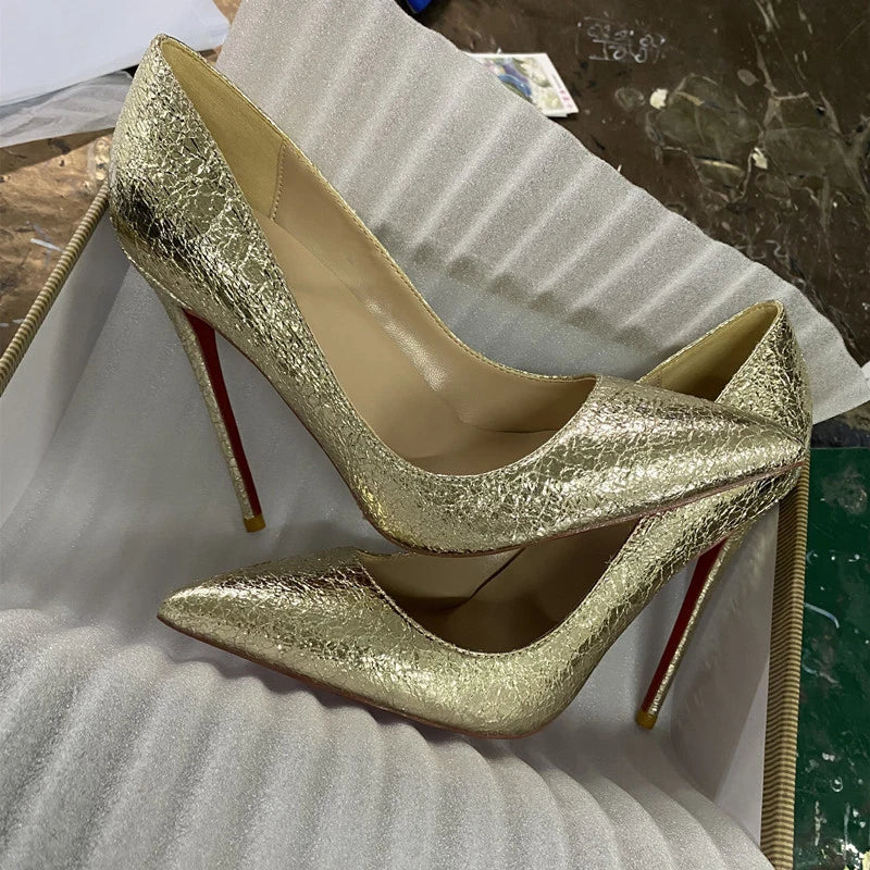Matte Crocodile Effect Women Pointy Toe High Heel Wedding Party Shoes