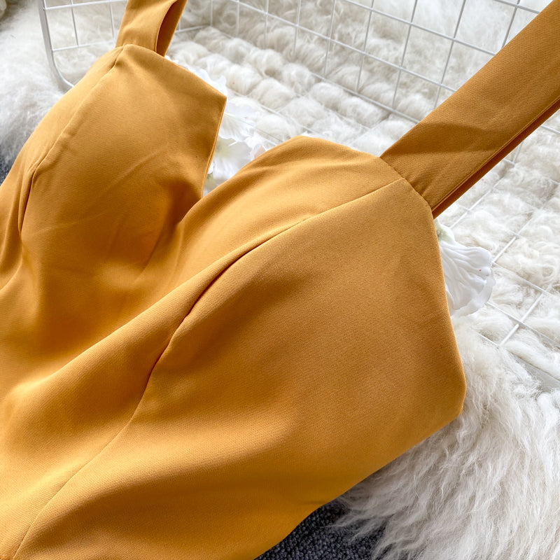 Concepción Minimalist Yellow Sleeveless Cocktail Dress Designer Edit