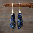 Imperial Jasper Leaf Pendant Dangle Drop Earrings Jewelry