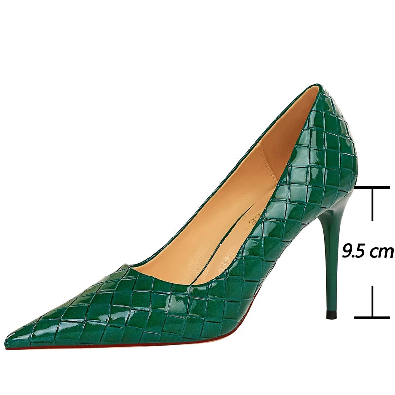 Serpentine High Heel Patent Leather Woman Pumps for Sexy Party Shoes