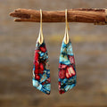 Silver Plated Geometric Gemstone Jasper Earrings