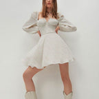 High Above The Clouds Puff Sleeve Mini Dress