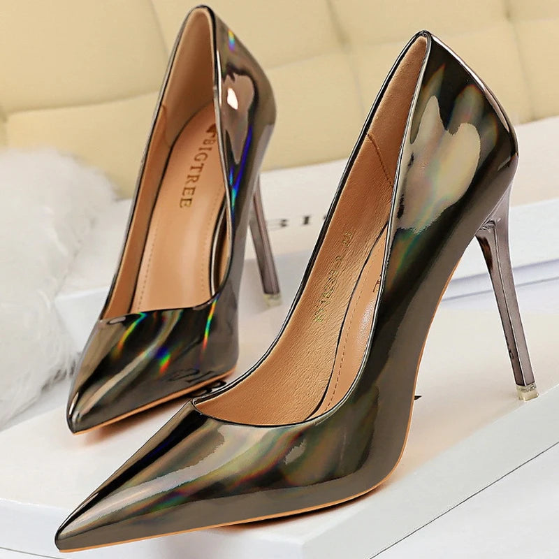 Patent Leather Woman Pumps - Sexy High Heels for Women