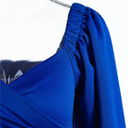 Wrap Bust Puff Sleeve Bodycon Mini Dress