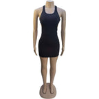 Ribbed Knit Scoop Neck Side Cutout Bodycon Mini Dress