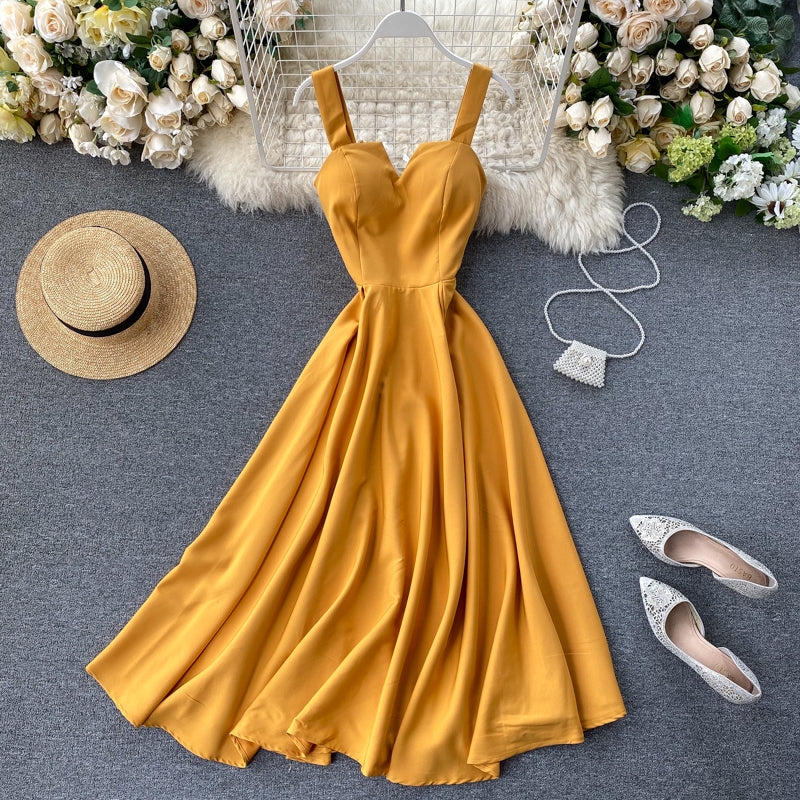 Concepción Minimalist Yellow Sleeveless Cocktail Dress Designer Edit