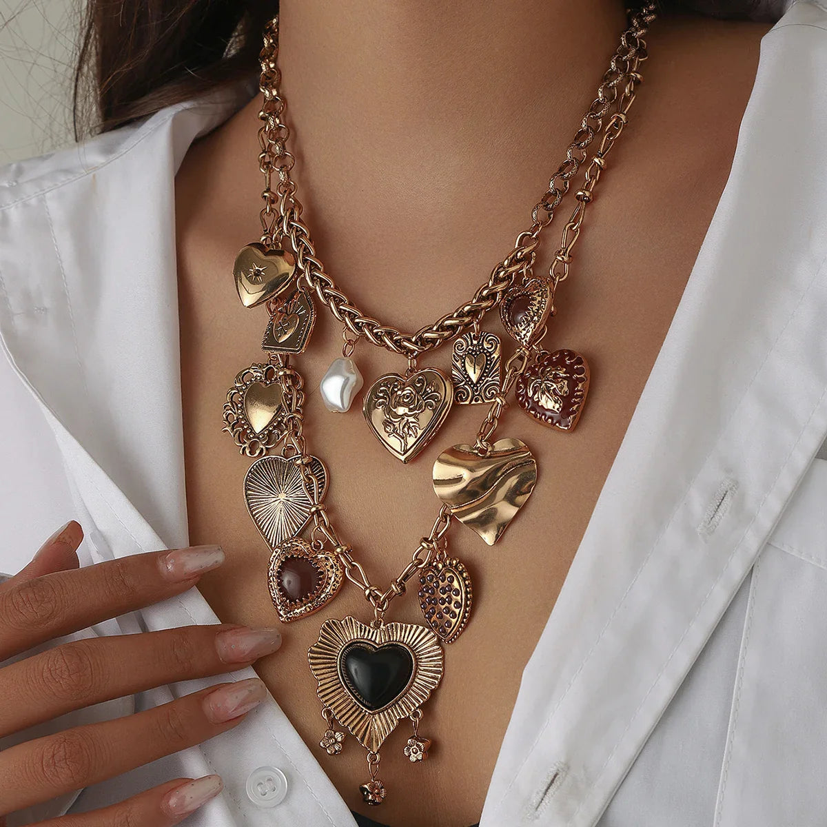 Heart Charms Two Pack Necklace