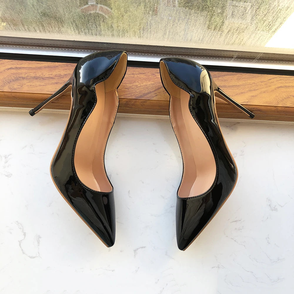 Black Patent Pointy Toe High Heel Shoes