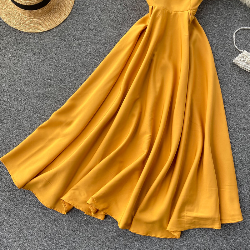 Concepción Minimalist Yellow Sleeveless Cocktail Dress Designer Edit