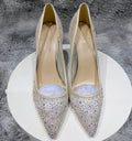 Silver Rhinestone Gauze Pointy Toe High Heel Wedding Party Bridal Shoes