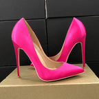 Rose Pink Satin Pointed Toe High Heels Stiletto Pumps for Women