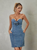 Hestia Strapless Denim Mini Dress